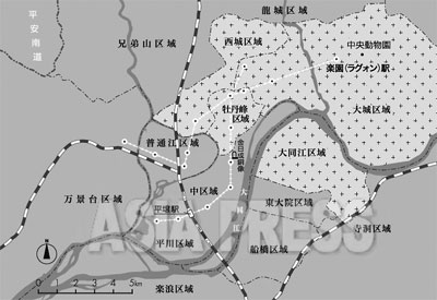 平壌市街図（地図をクリックすると拡大します）