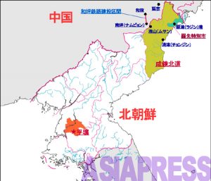 <写真報告>朝中国境、経済開発の現場を行く (2)進む北朝鮮産鉄鉱石の輸送用鉄道工事