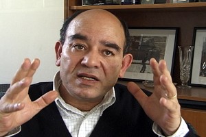 ラジ・スラーニ弁護士。ガザ在住で人権活動家としても知られる（2001年1月・ガザ市内・パレスチナ人権センターにて撮影・土井敏邦）