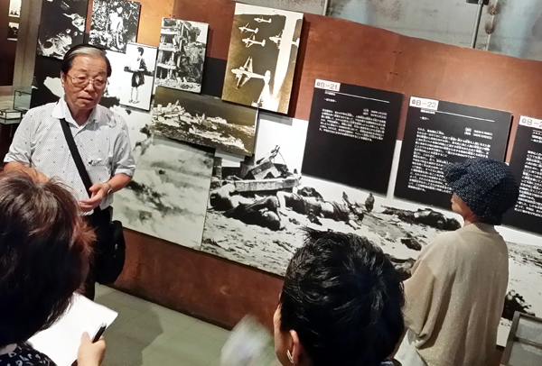 初代「大阪国際平和センター」（ピースおおさか）事務局長の有元幹明さんは、戦争の加害、被害の両面から戦争の悲惨さを来館者に伝えてきた（撮影：新聞うずみ火）