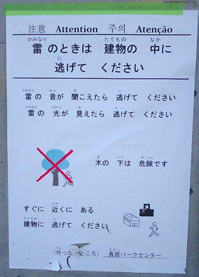 長居公園（大阪市）に設置されている看板（撮影：鈴木祐太）