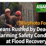 <Super-telephoto Video> Alarming Safety Conditions at North Korea's Flood Recovery Sites: Workers Dangling in Mid-air Like Circus Performers, No Rest Despite Harsh Weather